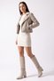 120 Beige Suede Bellows Women's Thick Heeled Boots - 3