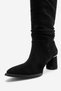 120 Black Suede Bellows Women's Boots, Pack of Block Heel - 9