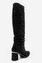 120 Black Suede Bellows Women's Boots, Pack of Block Heel - 8