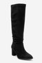 120 Black Suede Bellows Women's Boots, Pack of Block Heel - 7