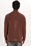 Men's Slim Fit Zippered Brown Stand Collar Knitwear Sweater - 6