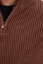 Men's Slim Fit Zippered Brown Stand Collar Knitwear Sweater - 4