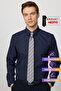 Men's Slim Fit Slim Fit Long Sleeve Non-Iron Iron-Free Navy Blue Shirt