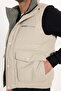 Men's Relax Fit Comfortable Cut Stand Collar Hidden Zipper Covered and Snap Fastener Double Pocket Inflatable Beige Vest - 6