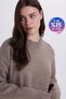 Women's Oversized Wide Cut Crew Neck Mink Sweater