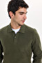 Men's Regular Fit Classic Cut Thessaloniki Fabric Khaki Polo Collar Sweatshirt - 6