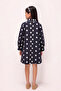 Navy Blue Star Patterned Girl's Gabardine Dress - Poppy. - 3