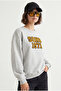 Gri Şardonlu Slogan Nakışlı Sweatshirt