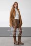 Women's Camel Double Pocket Front Buttoned Oversize Unlined Plush Jacket ALC-X11149 - 2