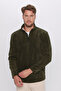 Unisex Relaxed Fit Anti-Pilling Cold-Resistant Khaki Stand Collar Fleece Sweatshirt - 4
