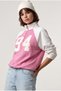 Yarım Fermuarlı Reglan Kol Sweatshirt Pembe Beyaz - 2