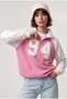 Yarım Fermuarlı Reglan Kol Sweatshirt Pembe Beyaz - 3