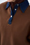 Women's Collar Denim Detail Sweatshirt Brown - 10