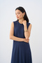 Women's Zero Sleeve Front Grass Detail Undergarment Dress Navy Blue - 7