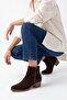 Jayer Brown Suede Genuine Leather Zippered Women's Heeled Boots - 2