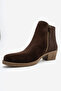 Jayer Brown Suede Genuine Leather Zippered Women's Heeled Boots - 8