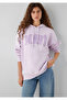 Logo Printed Hooded Purple Sweatshirt 1600361-70635