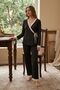 Women's Black Cotton Lace Detailed Double Breasted Tie-Up Pajama Set - 2