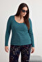Petrol Kaşkorse Crop Knitted Plus Size Blouse Tbbaw26Af00057 - 2