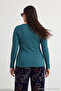 Petrol Kaşkorse Crop Knitted Plus Size Blouse Tbbaw26Af00057 - 4