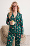 Green 100% Cotton Christmas-Themed Knitted Pajama Set THMAW25PT00172