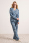 Women's Blue Galaxy Patterned Viscose Woven Pajamas Set Thmaw25Pt00170 - 2
