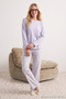 Lila %100 Pamuklu Çiçekli Örme Pijama Takımı THMAW25PT00187 - 2