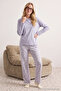 Lila %100 Pamuklu Çiçekli Örme Pijama Takımı THMAW25PT00187