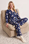 Navy Rabbit Patterned Viscose Woven Pajama Set THMAW21PT0048 - 4