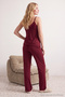 Bordo Dantelli ve Kurdele/Fiyonk Detaylı İp Askılı Viskon Örme Pijama Takımı THMSS20PT0134 - 4