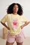 Yellow Crab Printed Oversize Fit Long Length Plus Size T-Shirt Tbbss26Bf00021 - 3
