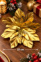 Chrome Effect Gold Horse Flower 22 cm Shiny Looking Glittery Christmas Pine Tree New Year Artificial Flower - 3