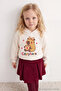 Ecru Thick Girls' Plain Knitted Capybara Sweatshirt Tkdaw27Sw00028
