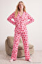Pembe %100 Pamuklu Leopar Kalpli Örme Pijama Takımı THMAW25PT00142 - 4