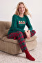 Green 100% Cotton Teddy Bear Plaid Knitted Pajama Set Thmaw26Pt00042 - 2