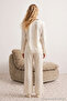 Ecru Ribbon/Bow and Piping Detailed Viscose Woven Pajama Set Thmaw26Pt00007 - 3