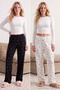 Black-White 2-Pack Heart Fleece Winter Knitted Pajama Bottoms Thmaw25Pj00004