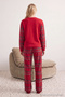 Red Plaid Fleece Knitted Pajama Set THMAW26PT00173 - 4