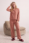 Gül Kurusu Pamuk Karışımlı Kalın/Kışlık Ekoseli Flanel Dokuma Pijama Takımı THMAW26PT00196 - 2