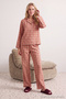 Gül Kurusu Pamuk Karışımlı Kalın/Kışlık Ekoseli Flanel Dokuma Pijama Takımı THMAW26PT00196 - 3