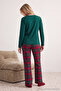 Green 100% Cotton Teddy Bear Plaid Knitted Pajama Set Thmaw26Pt00042 - 4