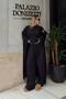 Black Slit Cardigan Half Sleeve Crop Top and Wide Leg Pants Women's 3-Piece Top and Bottom Set - 4