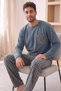 Gray Black Plaid Patterned Elegant Men's Pajama Set - 3