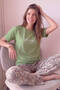 Green Life is Good Patterned Short Sleeve Knit Women's Pajama Set