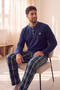 Green Navy Blue Plaid Patterned Fleece Men's Pajama Set - 4