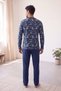 Smoked Camouflage Patterned Stylish Men's Long Sleeve Pajama Set - 5