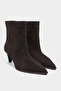 Yang Bitter Brown Genuine Suede Pointed Toe Cone Heel Women's Ankle Boots - 4