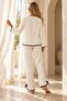Ecru Black Bow Detailed Buttoned Women's Pajama Set - 3