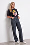Wide Leg Denim Jean Trousers - 2