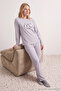 Gray Penguin Patchli Polar Knitted Pajama Set Thmaw26Pt00193 - 2